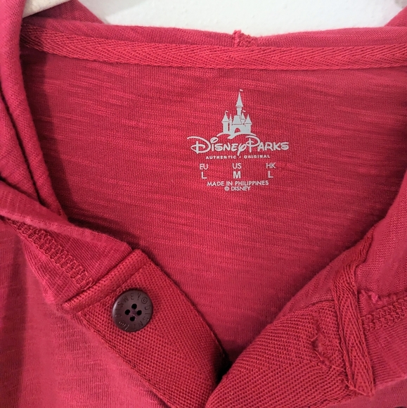 Disney Parks Walt Disney World Embroidered Henley Hoodie Mickey Red Medium M - Picture 4 of 8